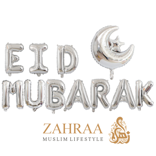Ballon Girlande "Eid Mubarak" Silber