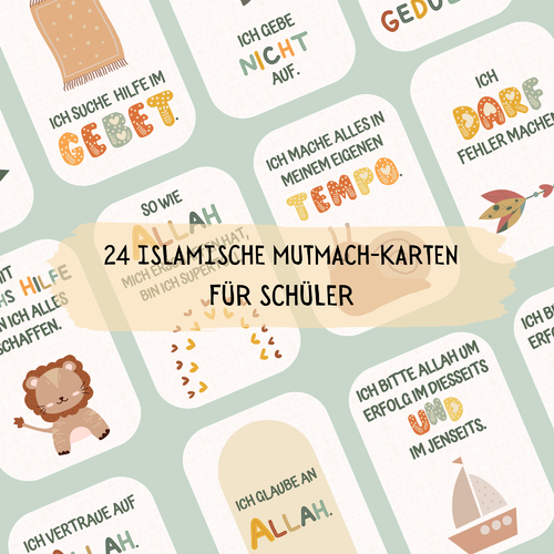 Islamische Mutmach-Karten für Kinder inkl. Ministaffelei