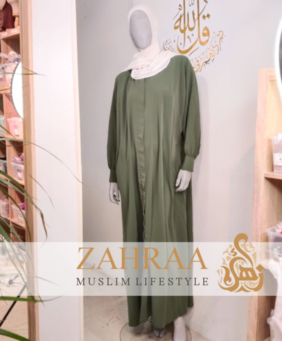 Abaya Djasia Madina Silk mit Zipp olivgrün ca. 147cm/Gr. L