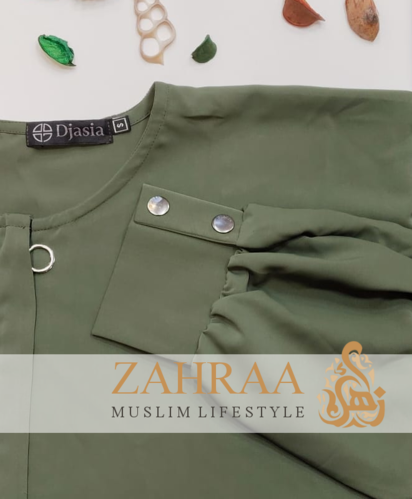 Abaya Djasia Madina Silk mit Zipp olivgrün ca. 149cm/Gr. S