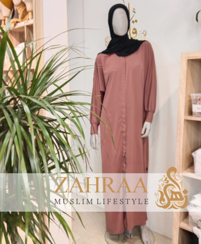 Abaya Djasia Madina Silk with zip dusty rose approx. 151cm/L