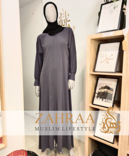 Abaya Djasia Madina Silk mit Zipp blaugrau ca. 148cm/Gr. S