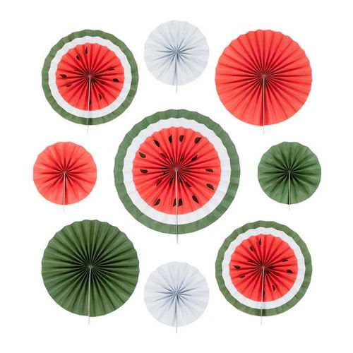 Set aus 9 Wassermelonen-Papierfächern – Hängedekoration für Ramadan & Eid