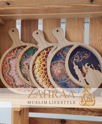 Holzteller mit Griff Masjid Design